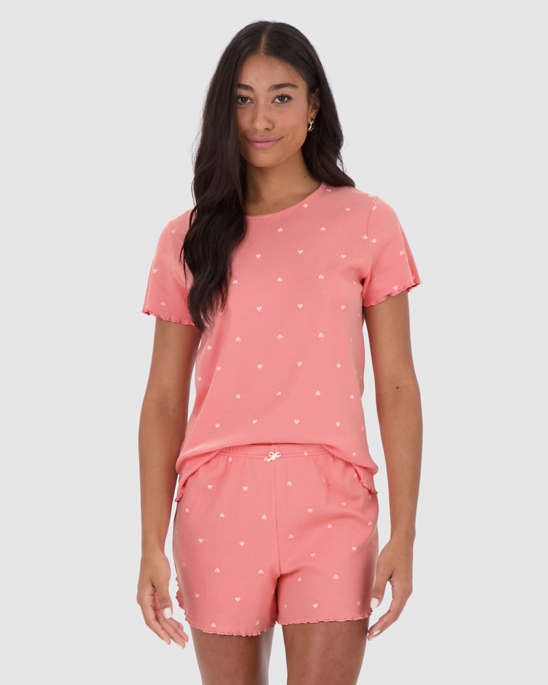 Pijama Feminino Blusa E Shorts Estampado Em Ribana - Imagem 24