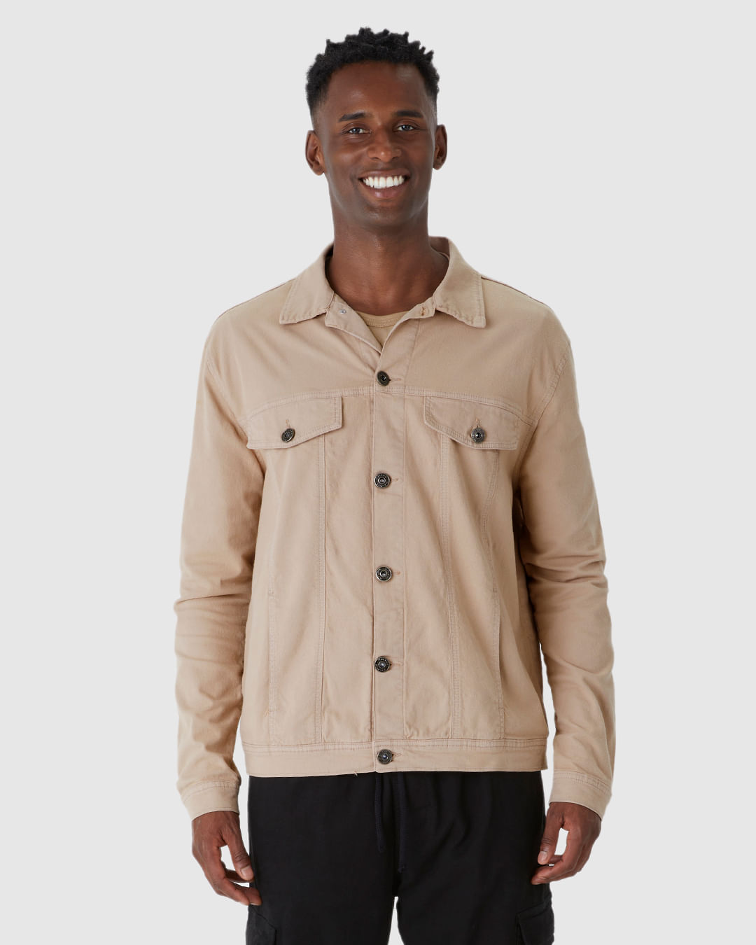 Jaqueta Masculina Tradicional Abotoamento Frontal Em Sarja Com Elastano - Imagem 14