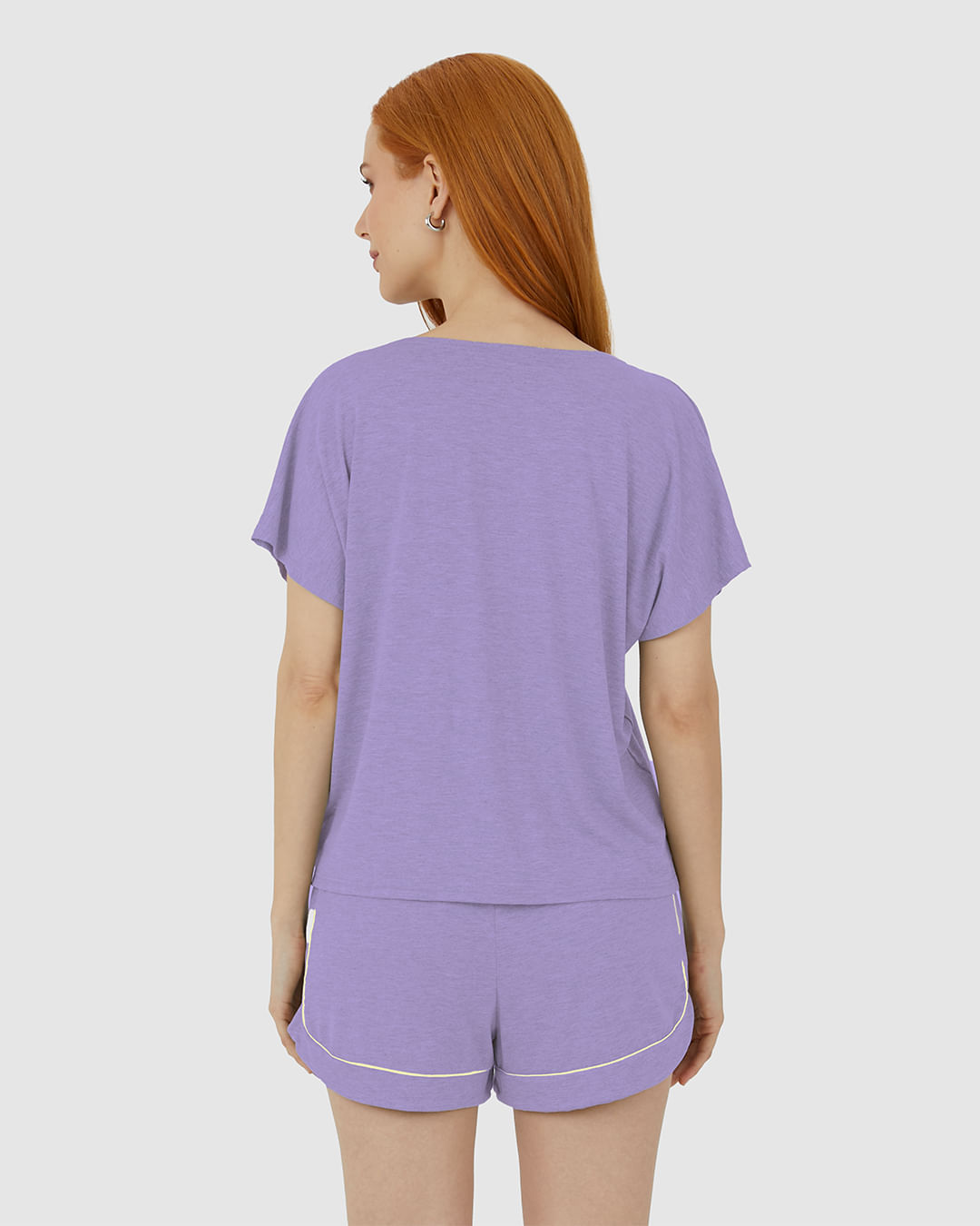 Pijama Feminino Blusa Botões Frontais E Bolso Funcional Em Viscose Stretch - Imagem 20