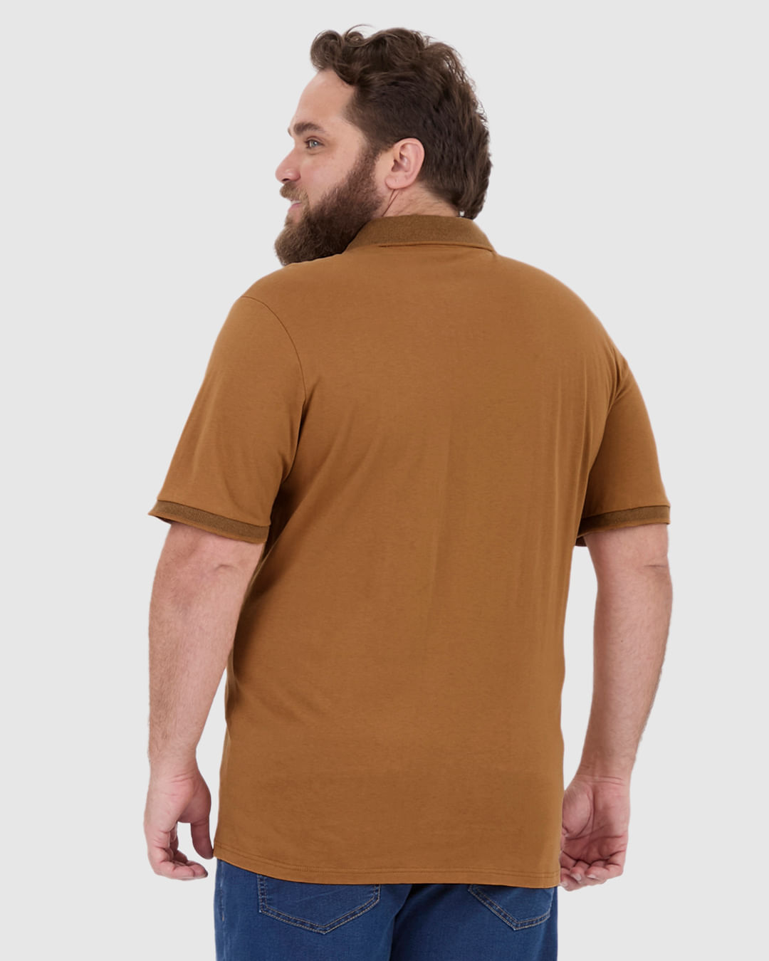 Camisa Polo Masculina Plus Size Com Bolso Funcional Em Algodão - Imagem 20