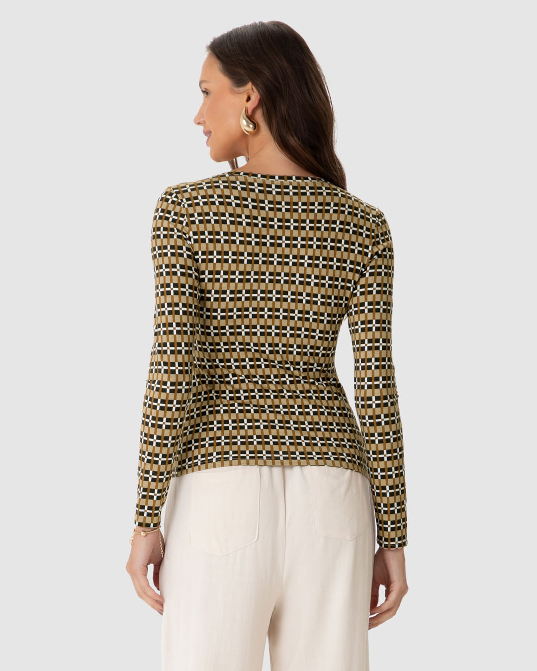 Blusa Justa Feminina Decote V Estampada Em Viscose Stretch - Imagem 30