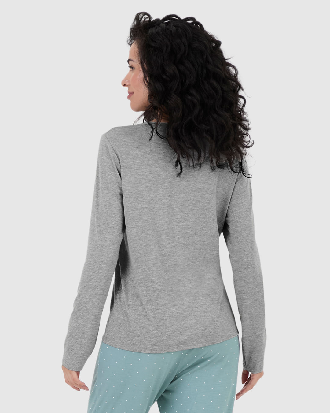 Blusa Feminina De Pijama Manga Longa Em Viscose Stretch - Imagem 5