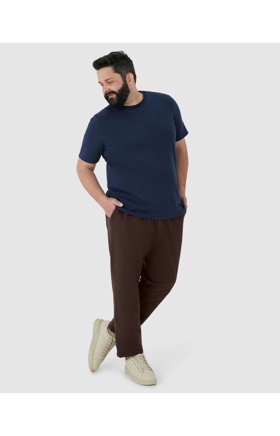 Calça Básica Masculina Plus Size Em Moletom Flanelado