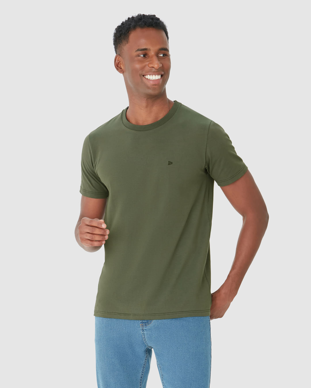 Camiseta Básica Masculina Bordado Peitoral Em Algodão - Imagem 6