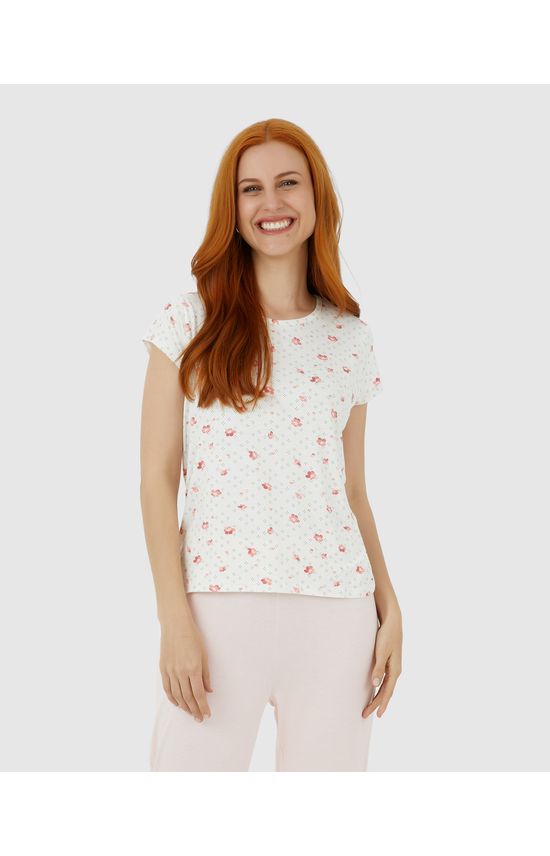 Blusa Feminina De Pijama Estampada Em Malha Viscose Stretch