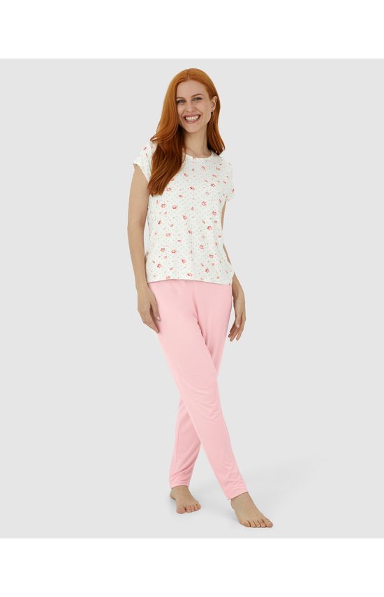 Calça Feminina De Pijama Em Malha Viscose Stretch
