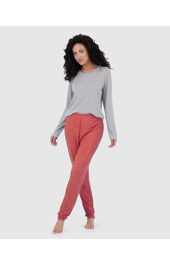 Calça Feminina De Pijama Estampada Em Malha Viscose Stretch