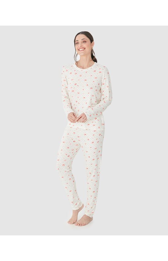 Calça Feminina De Pijama Estampada Em Malha Viscose Stretch