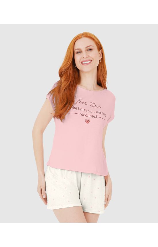 Pijama Feminino Free Time Take Time To Pause And Reconnect Em Viscose Stretch