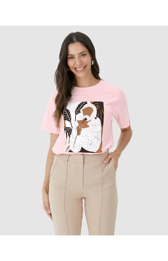 Camiseta Feminina Com Ilustração Em Algodão