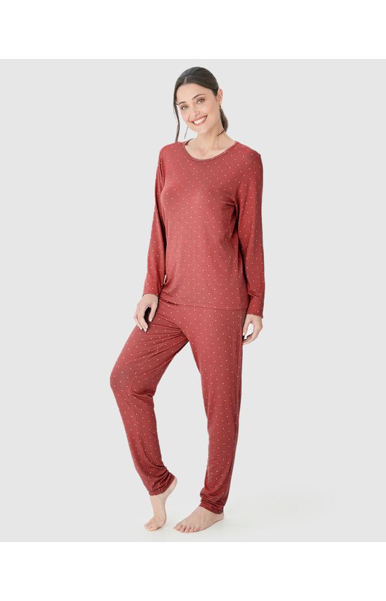 Blusa Feminina De Pijama Manga Longa Em Viscose Stretch