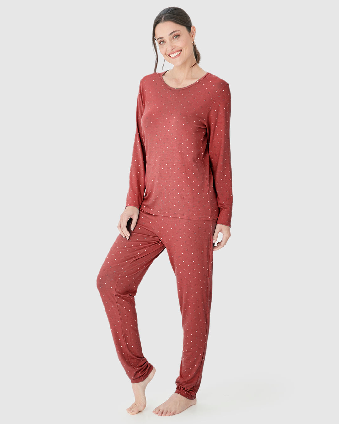 Blusa Feminina De Pijama Manga Longa Em Viscose Stretch - Imagem 16