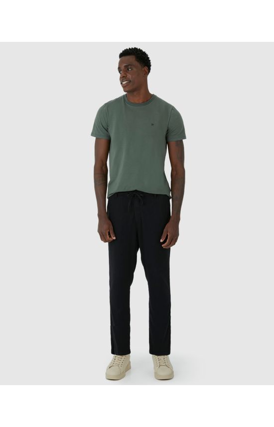 Calça Chino Masculina Cintura Média Com Cadarço Em Sarja Linho