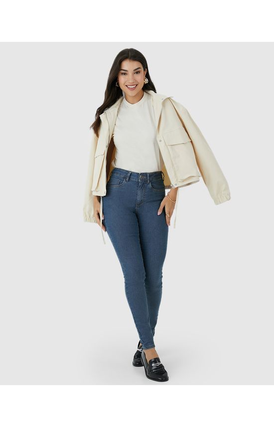 Calça Feminina Skinny Push Up Cintura Média Em Flex Jeans
