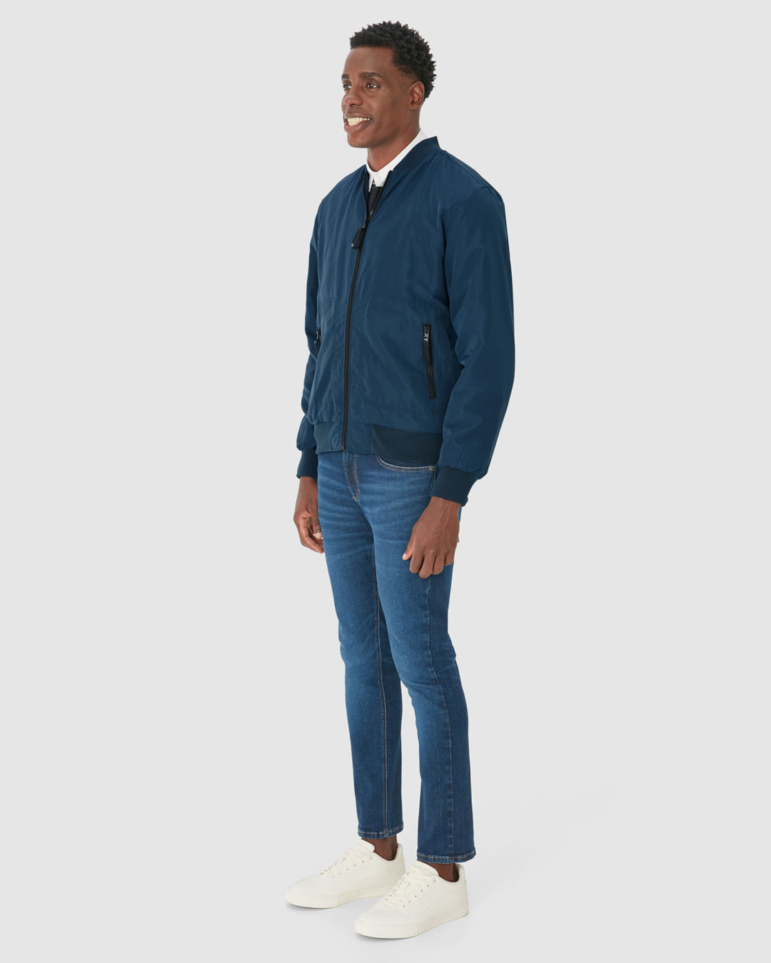 Jaqueta Masculina Bomber Abertura Zíper Em Poliamida - Imagem 2