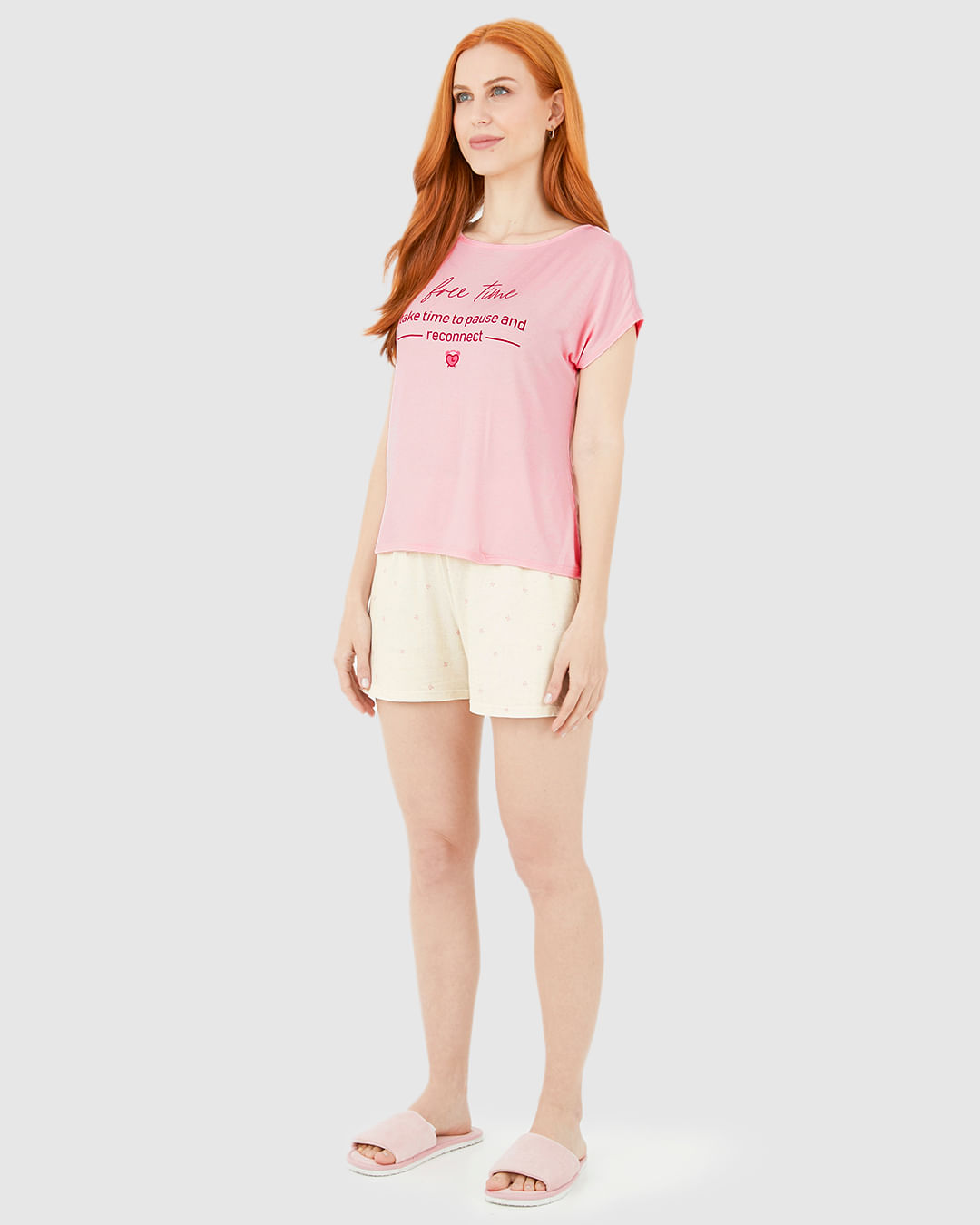 Pijama Feminino Free Time Take Time To Pause And Reconnect Em Viscose Stretch - Imagem 7