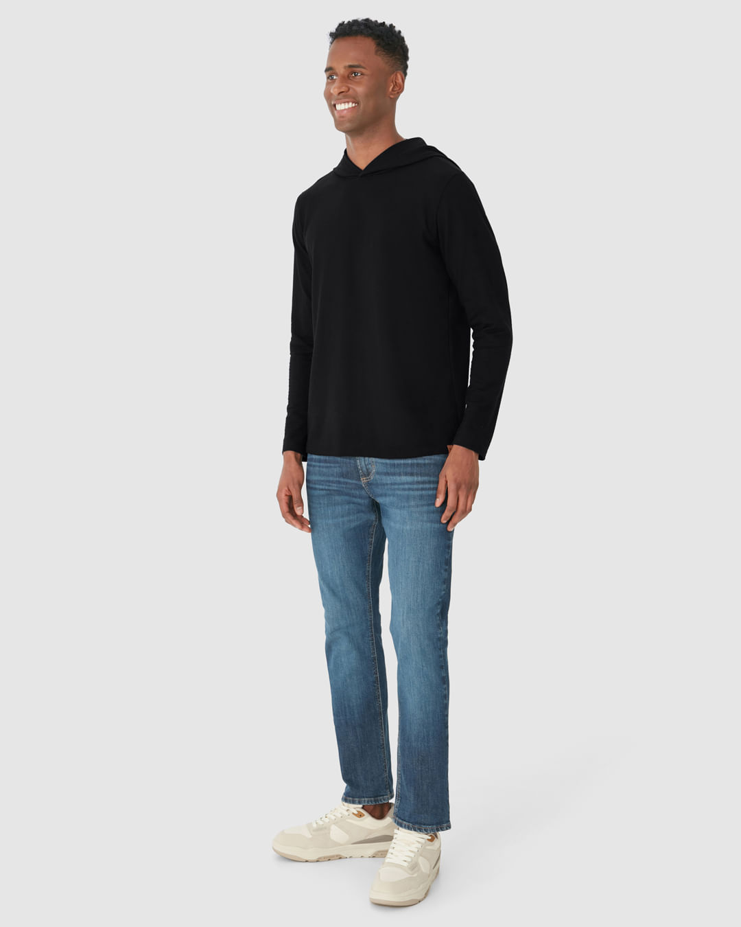 Camiseta Masculina Com Capuz Em Piquet Listrado - Imagem 2