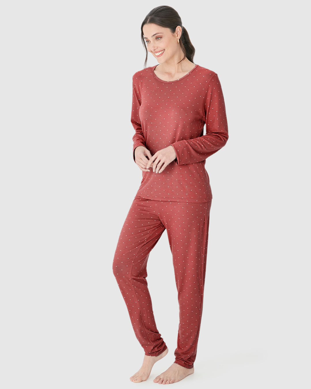 Blusa Feminina De Pijama Manga Longa Em Viscose Stretch - Imagem 2