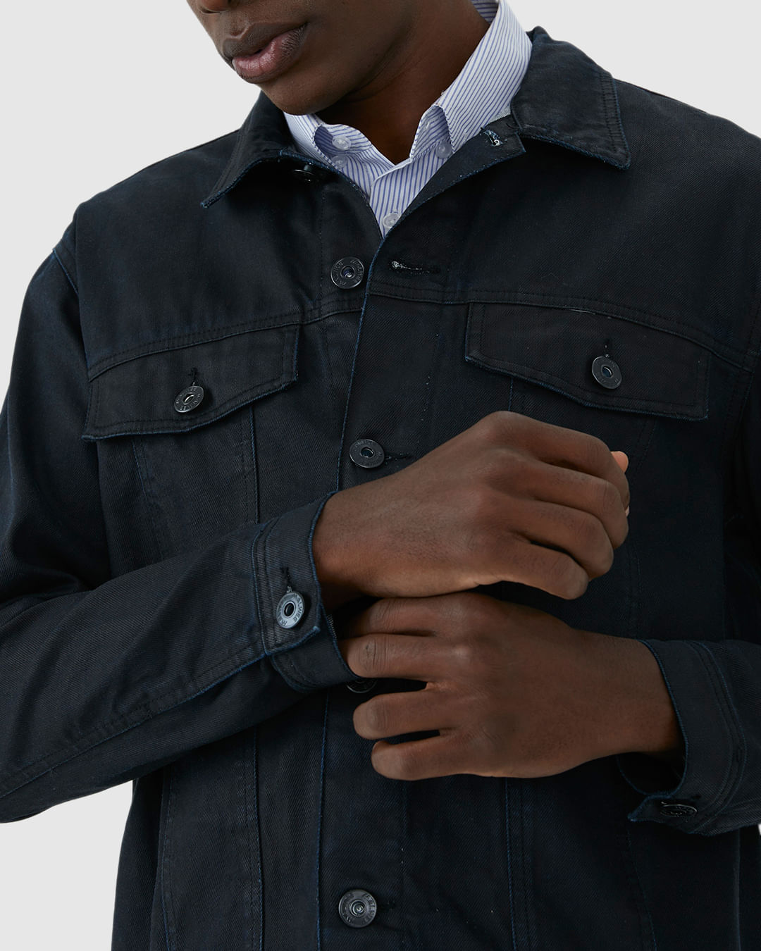 Jaqueta Masculina Tradicional Bolso Funcional Em Jeans 100% Algodão - Imagem 23