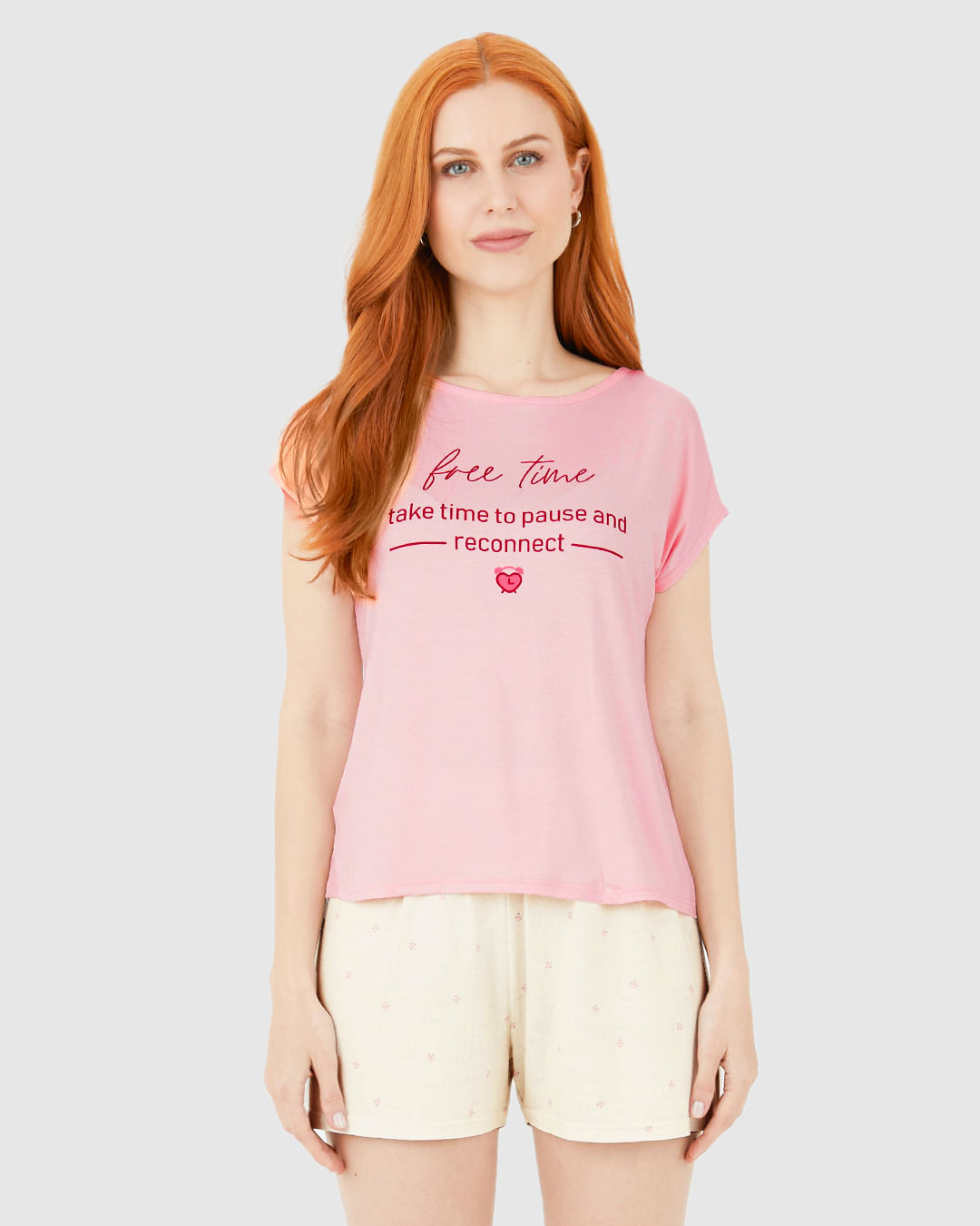 Pijama Feminino Free Time Take Time To Pause And Reconnect Em Viscose Stretch - Imagem 9