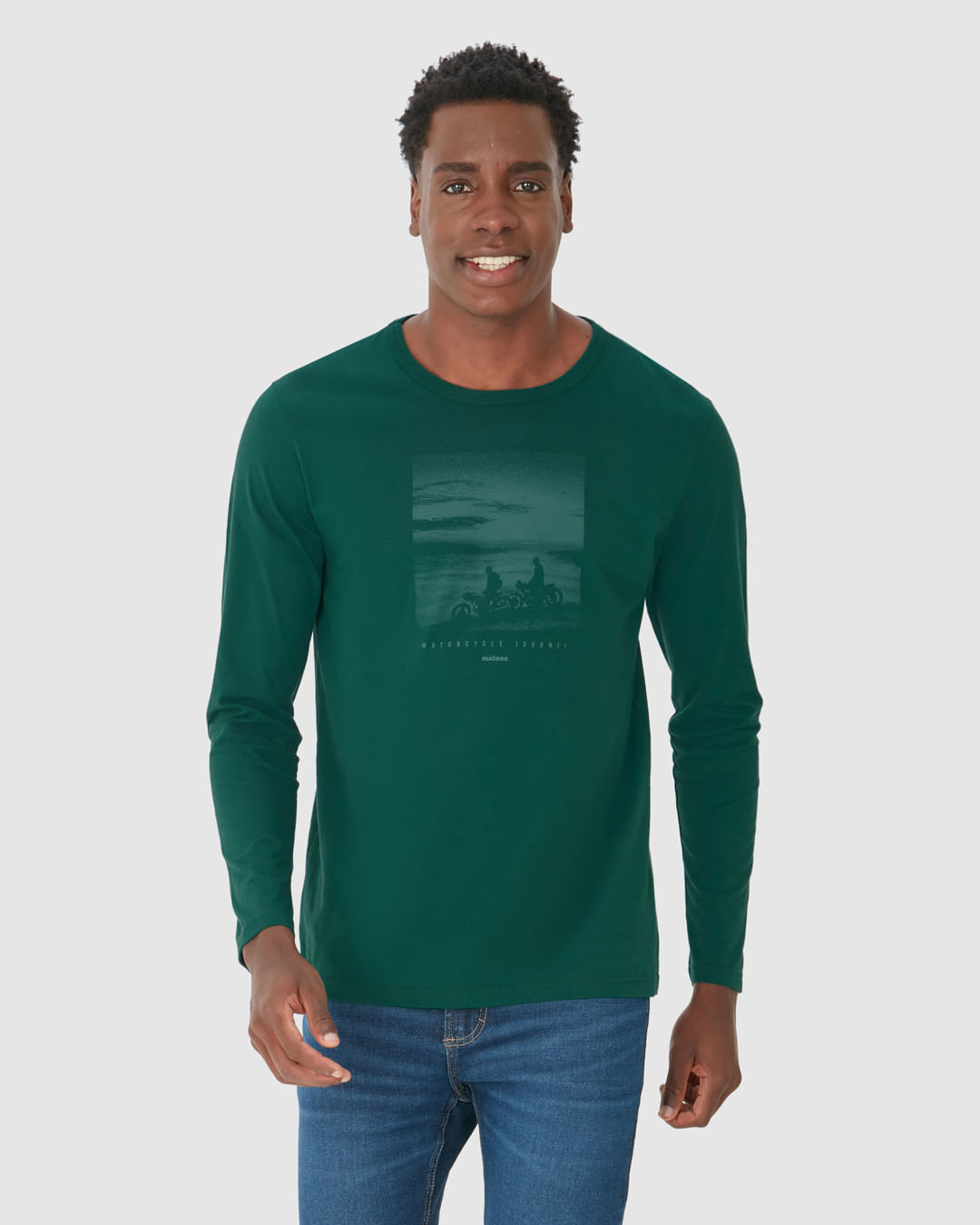 Camiseta Masculina Manga Longa Com Estampa Em Algodão - Imagem 9