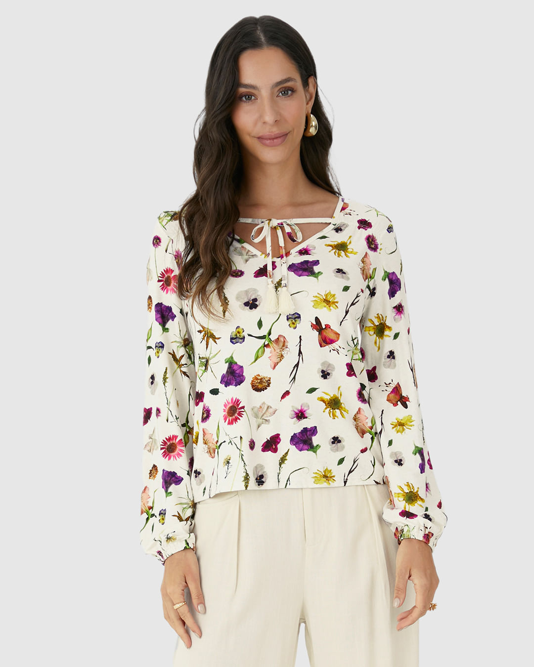 Blusa Feminina Amarração No Decote Em Malha Viscolinho Stretch - Imagem 9