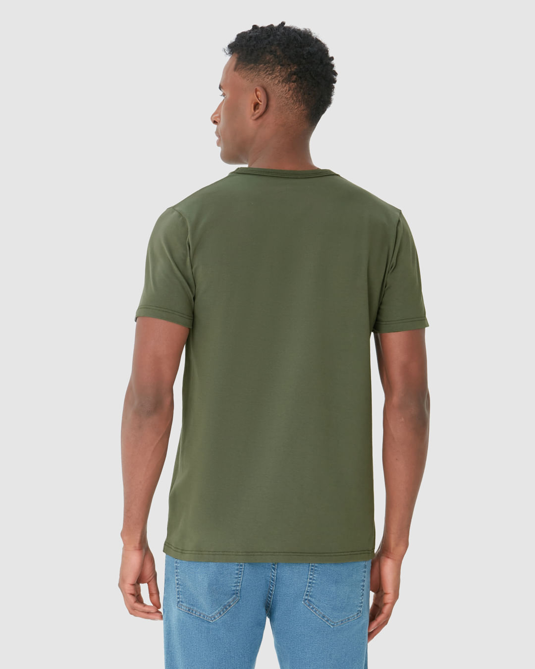 Camiseta Básica Masculina Bordado Peitoral Em Algodão - Imagem 15