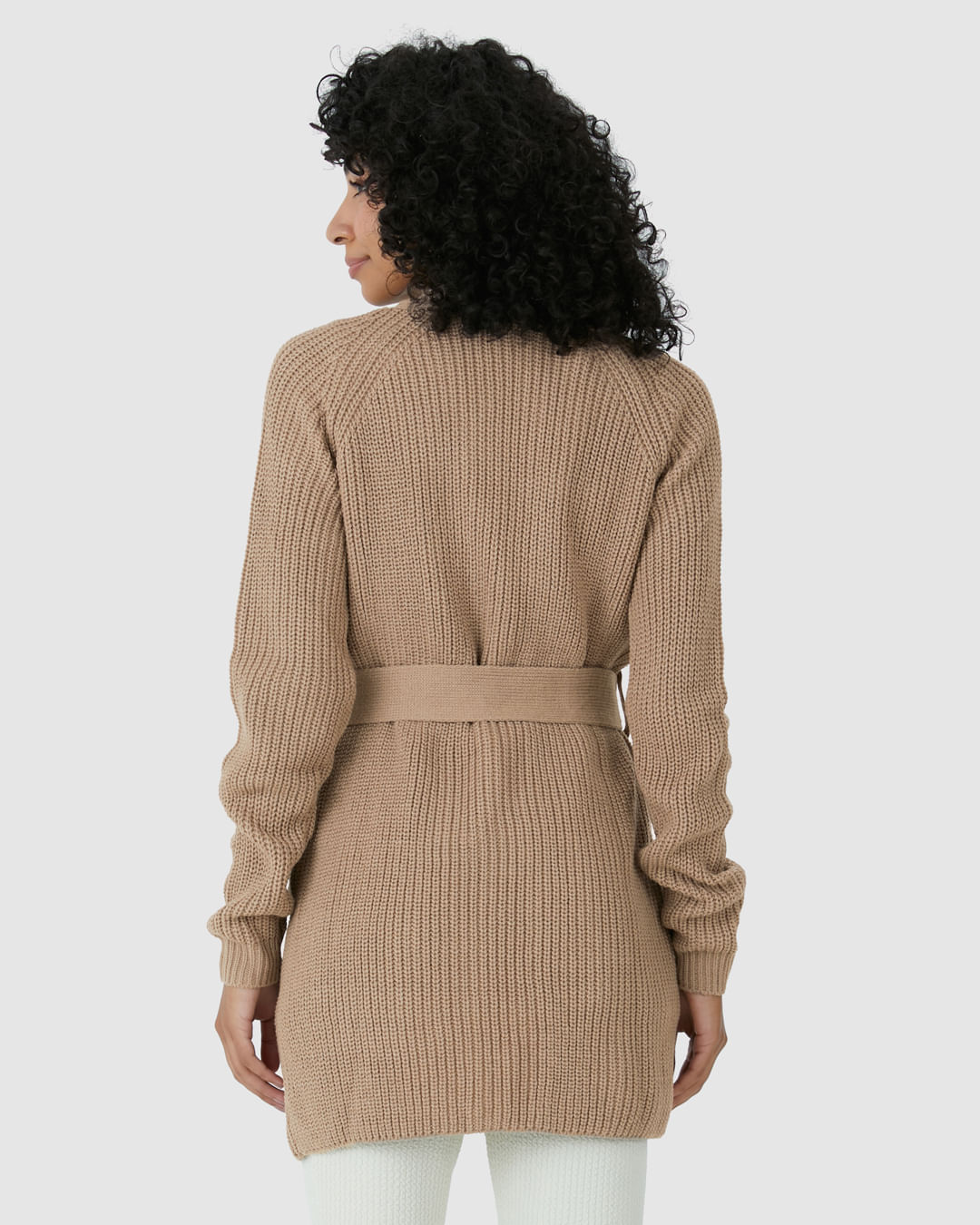 Cardigan Feminino Transpassado Com Cinto Em Tricô - Imagem 5