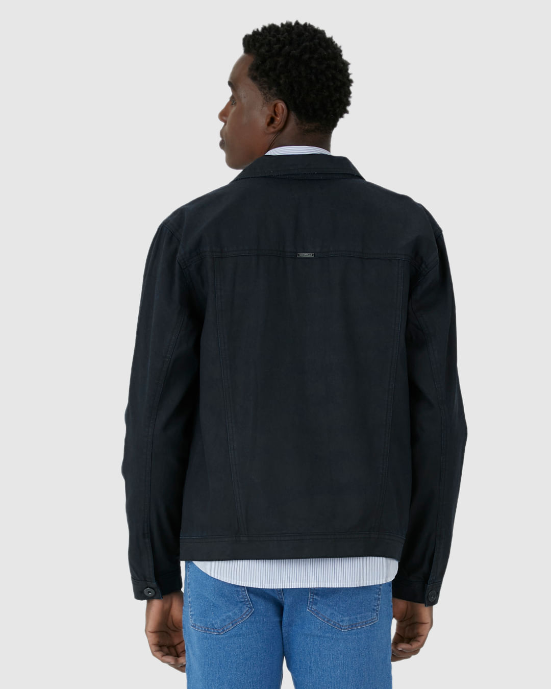 Jaqueta Masculina Tradicional Bolso Funcional Em Jeans 100% Algodão - Imagem 5