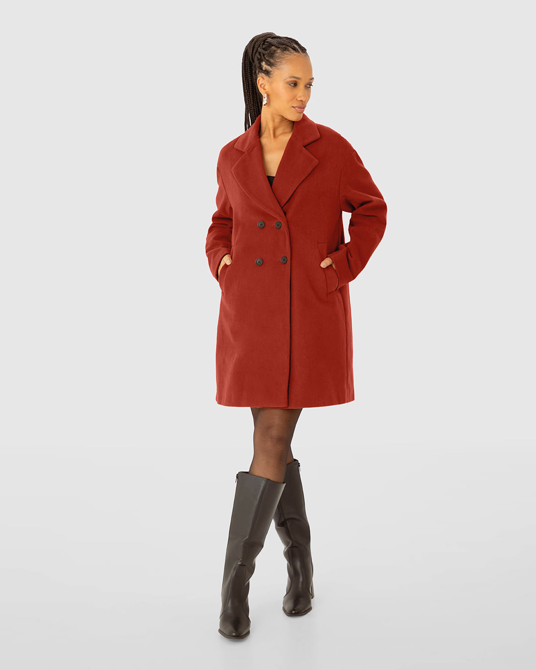 Casaco Feminino Alongado Com Bolsos Em Lã - ENFIM - Imagem 10