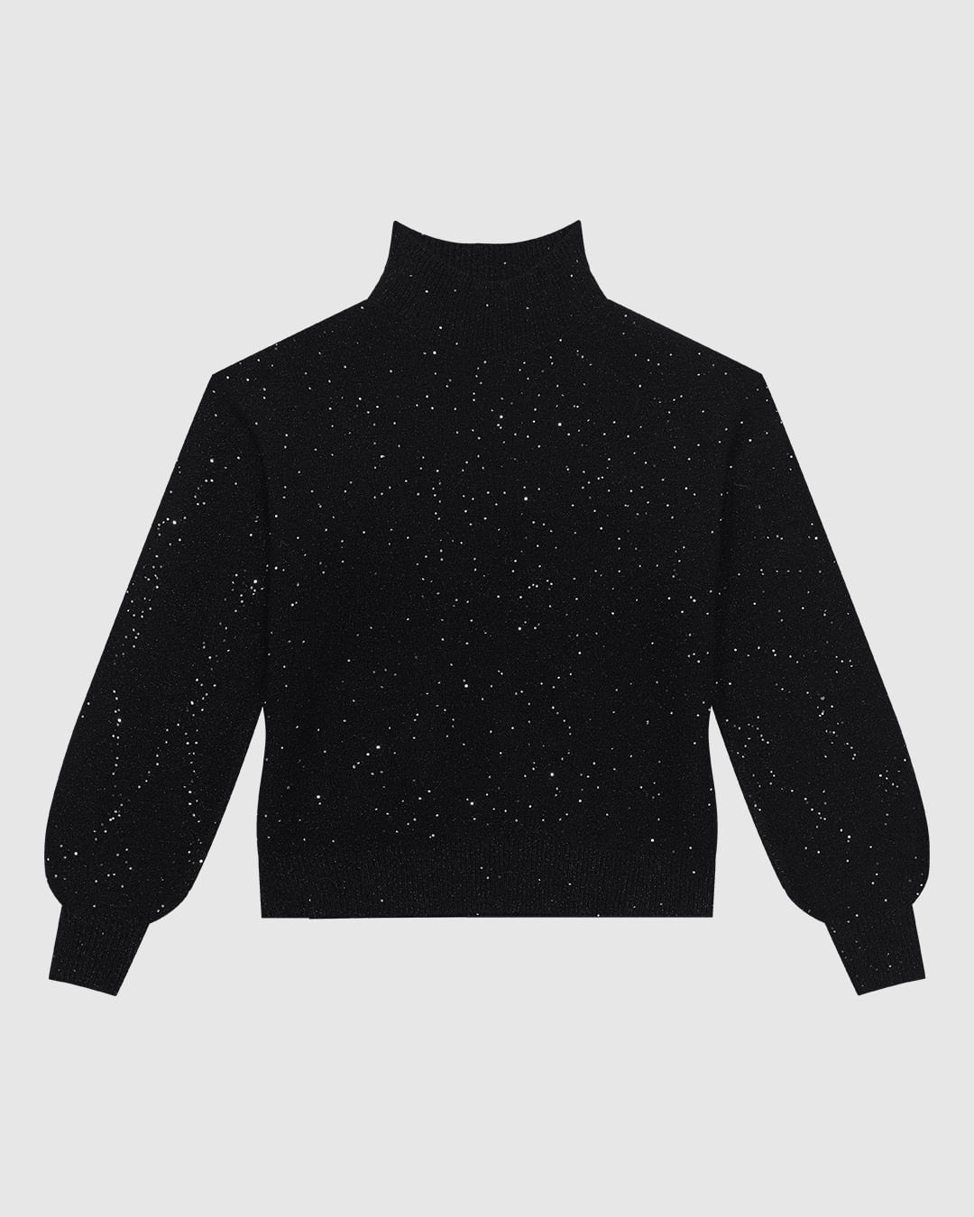 Blusão Feminino Gola Alta Com Brilho Em Tricô - ENFIM - Imagem 5