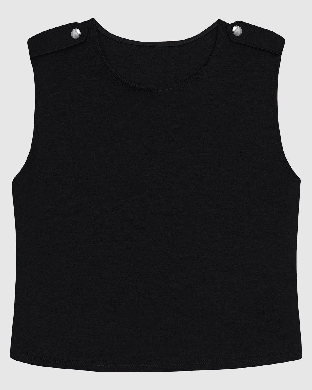 Regata Feminina Reta Detalhe Botões No Ombro Em Malha Interlock - ENFIM - Imagem 3