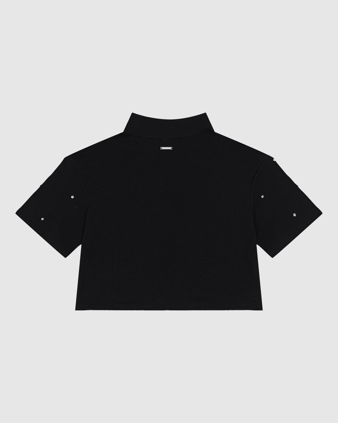 T-Shirt Feminina Cropped Gola Alta Aplique Strass Em Algodão - ENFIM - Imagem 9