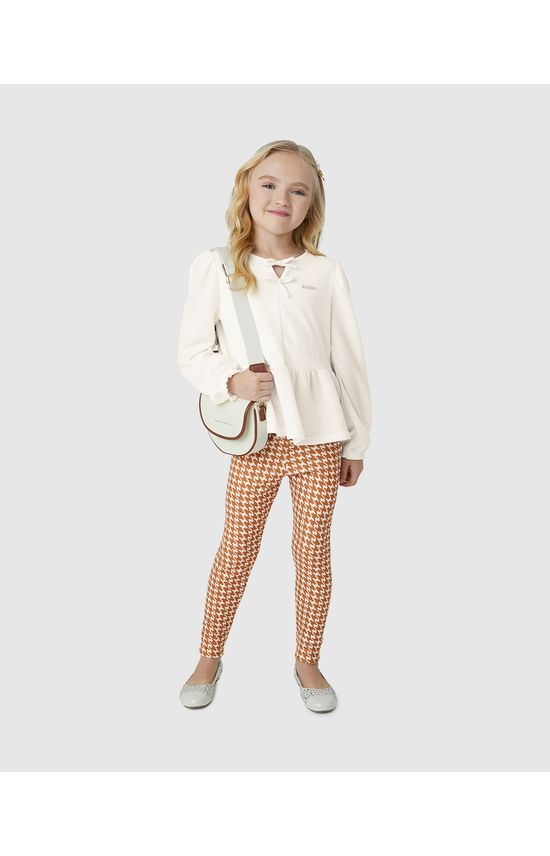 Blusa Menina Bata Manga Longa Em Malha Texturizada - Carinhoso