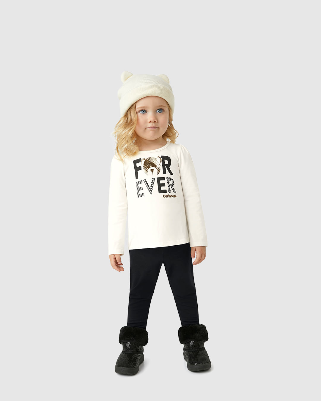 Conjunto Menina Blusa Estampa Forever E Legging Em Algodão - Carinhoso - Imagem 11