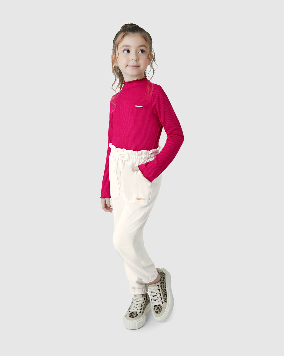Calça Menina Clochard Cadarço Frontal Em Moletinho Lurex - Carinhoso