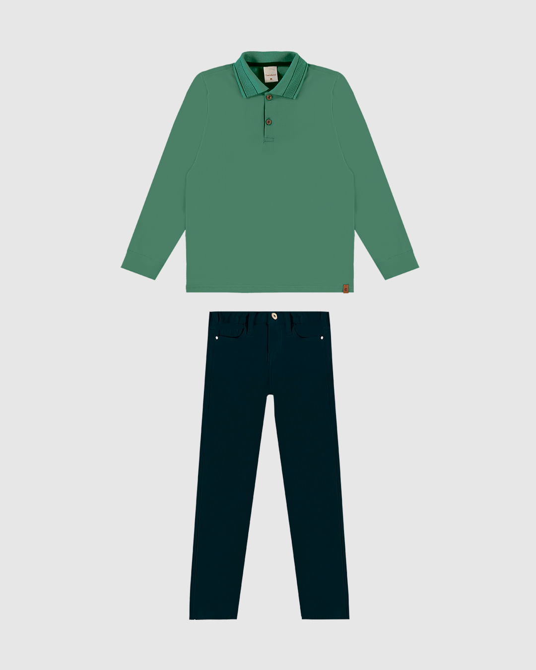 Conjunto Menino Camisa Polo Manga Longa Em Piquet Stretch - Carinhoso - Imagem 7