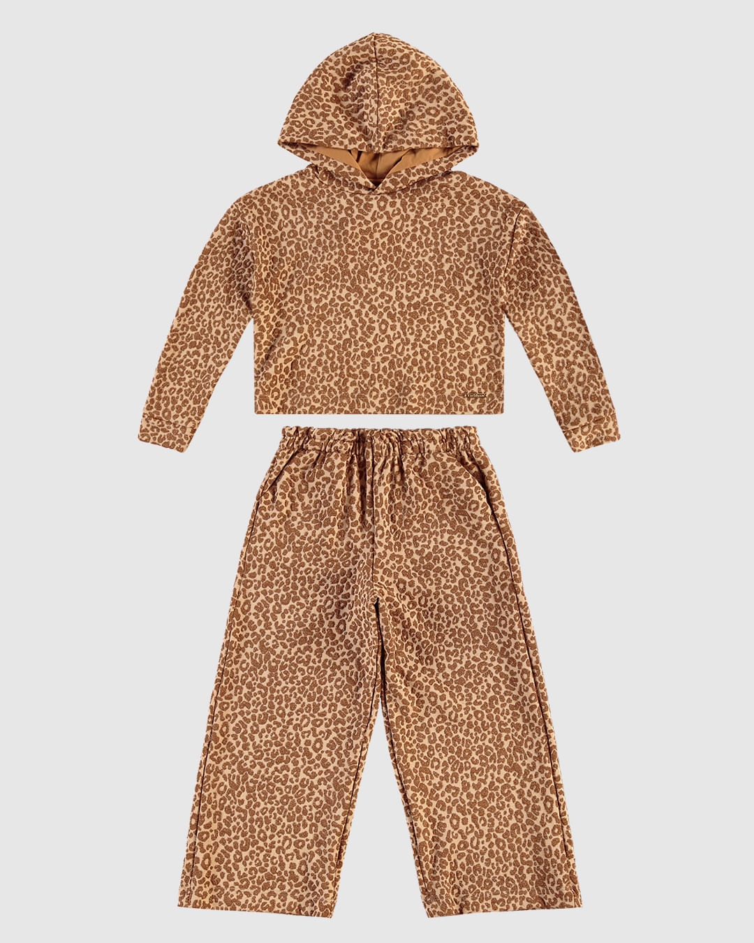 Conjunto Menina Blusão e Calça Animal Print Malha Jacquard Lurex - Carinhoso