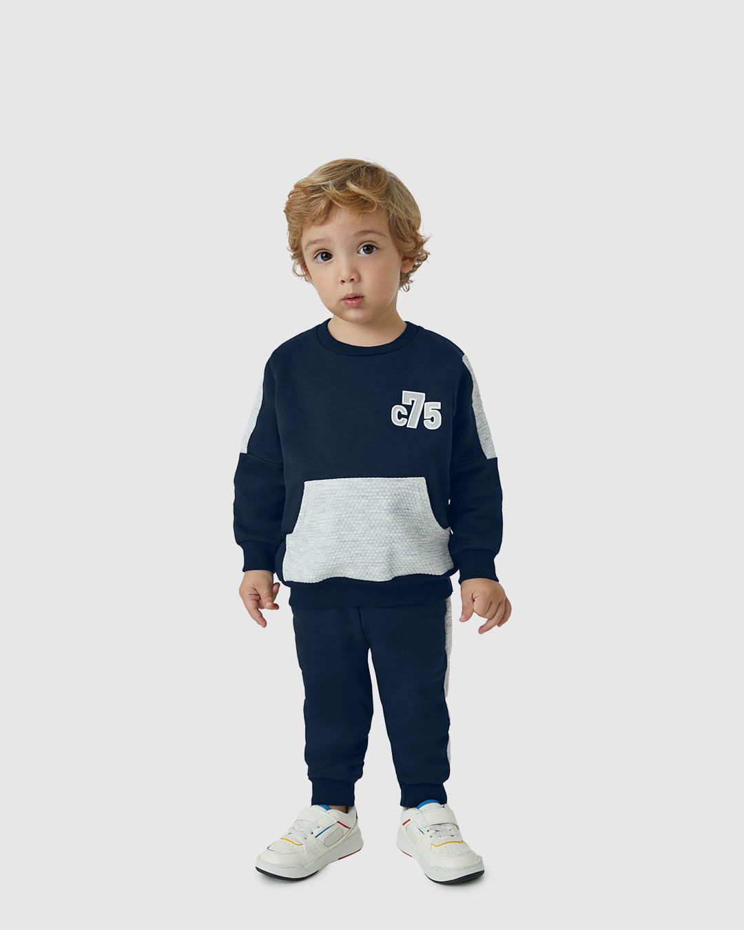 Conjunto Menino Blusão Bolso Canguru Em Moletom Flanelado - Carinhoso - Imagem 7