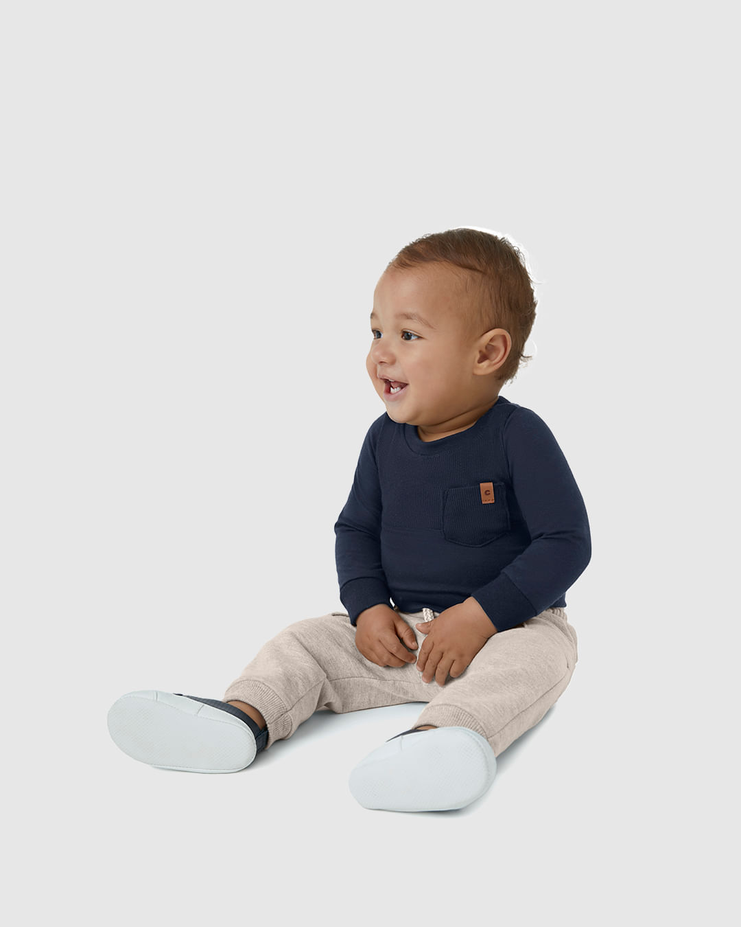 Conjunto Menino Body Manga Longa Bolso Frontal Em Algodão - Carinhoso - Imagem 3