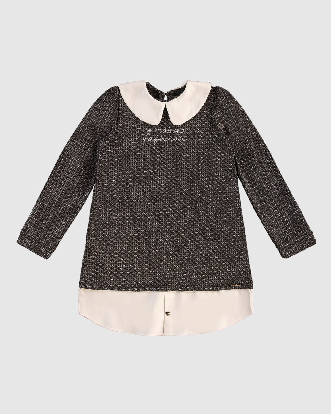 Vestido Menina Efeito Sobreposição em Malha Jacquard - Carinhoso