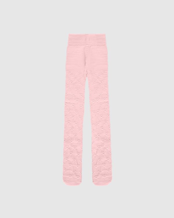 Meia-Calça Menina Corações Em Tricô - Carinhoso Rosa - M