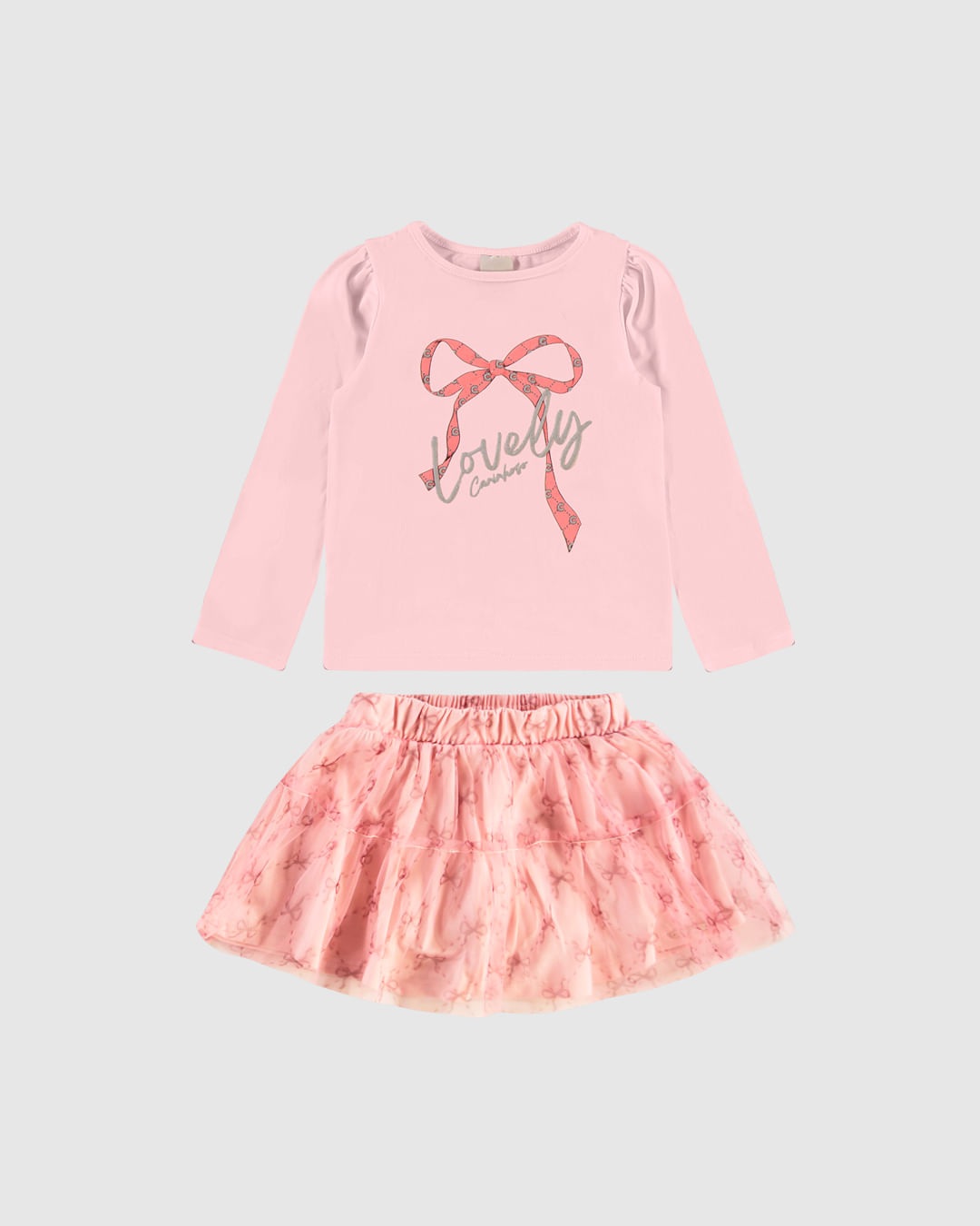 Conjunto Menina Blusa Lovely E Saia Em Tule - Carinhoso - Imagem 3