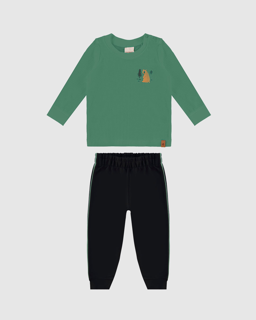 Conjunto Menino Camiseta Manga Longa Em Malha Texturizada - Carinhoso - Imagem 3