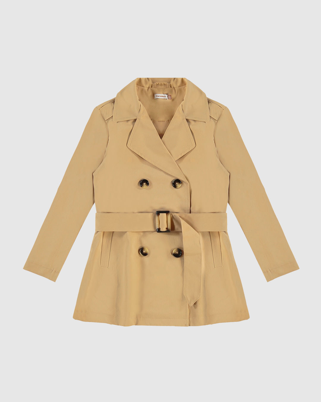 Trench Coat Menina Com Cinto Em Tecido Alfaiataria - Carinhoso - Imagem 4