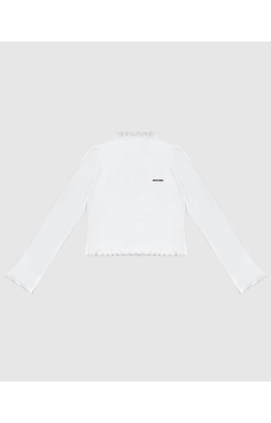 Blusa Menina Manga Longa Picot Em Malha Viscose Canelada - Carinhoso