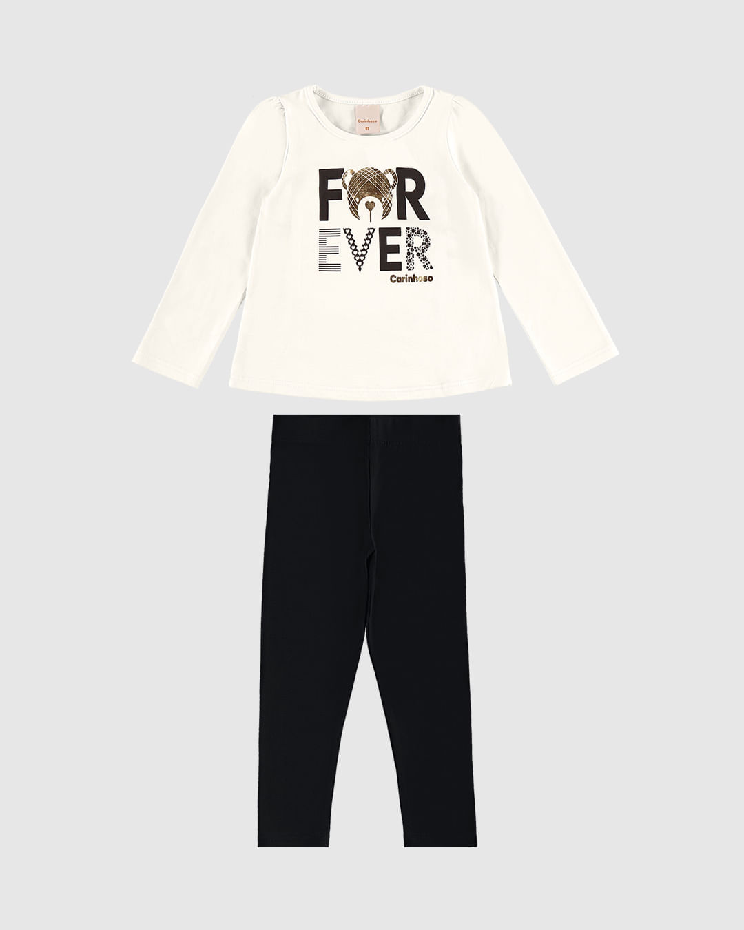 Conjunto Menina Blusa Estampa Forever E Legging Em Algodão - Carinhoso - Imagem 10