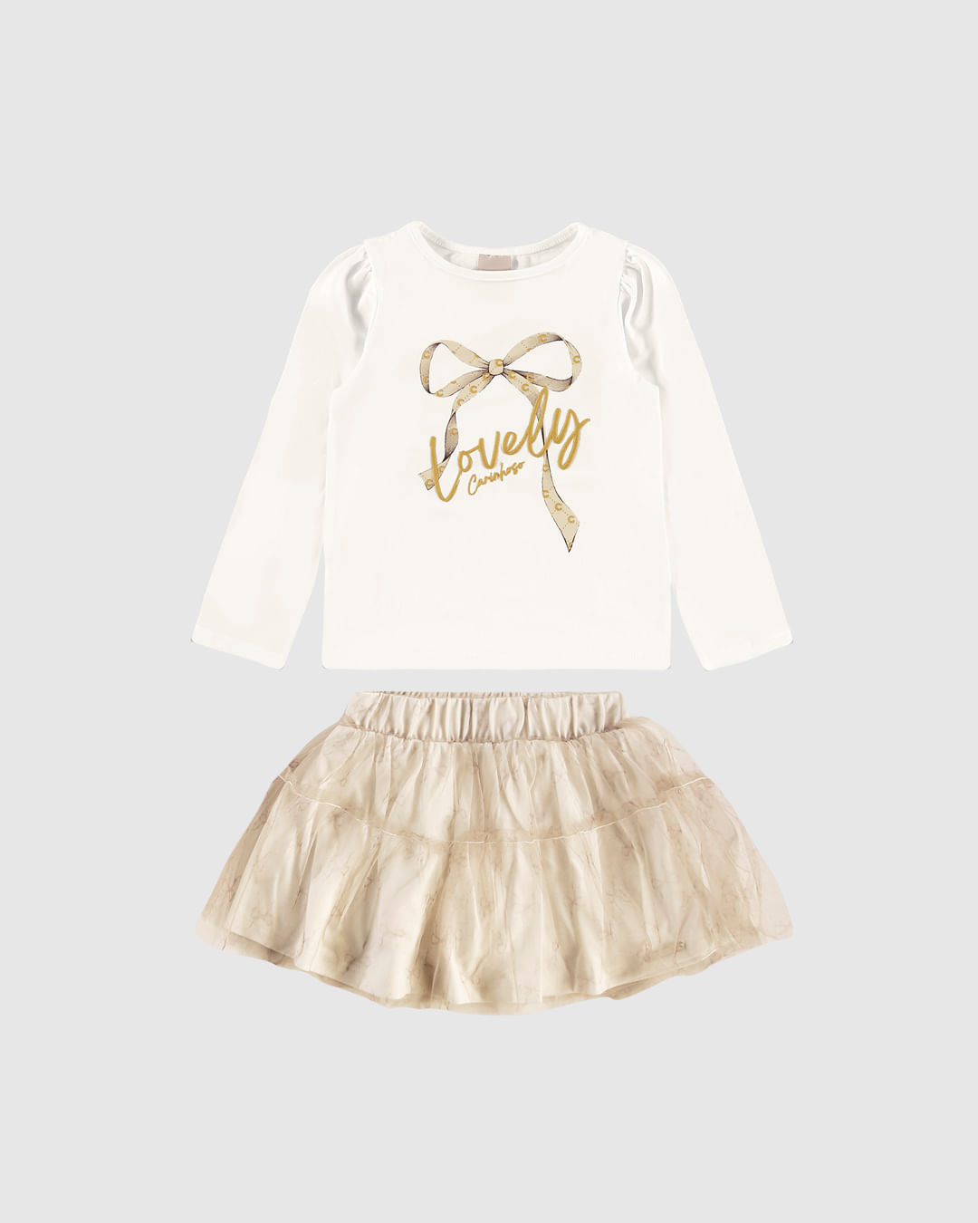 Conjunto Menina Blusa Lovely E Saia Em Tule - Carinhoso - Imagem 8