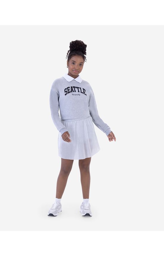 Saia Menina Rodada Em Tecido Plissado Malwee Kids