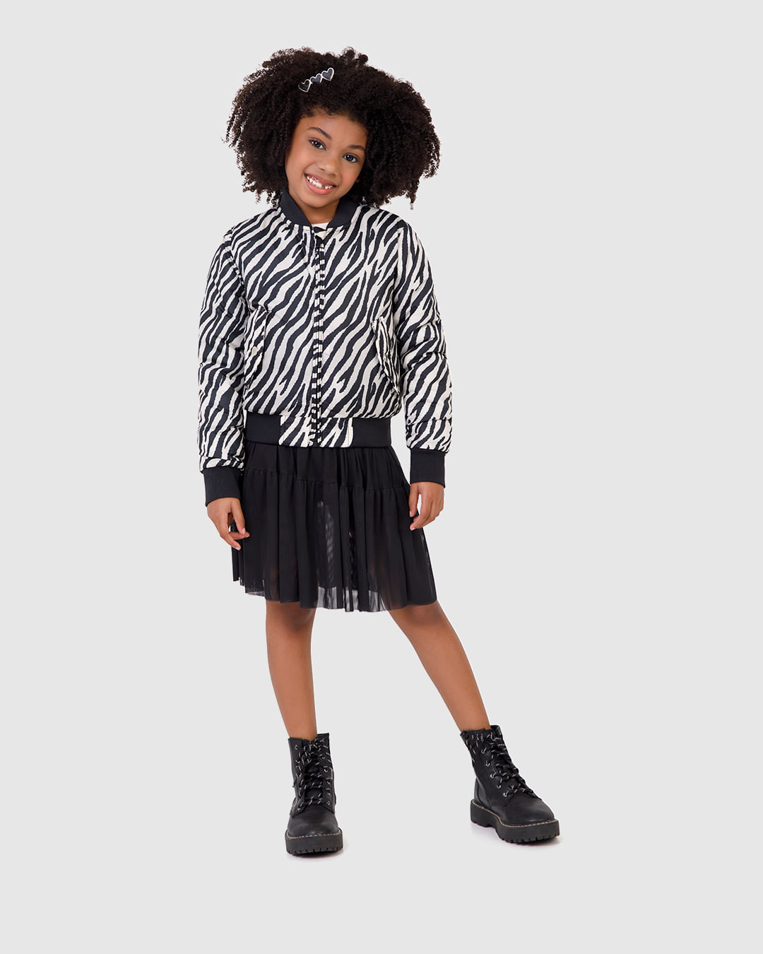Jaqueta Infantil Menina Bomber Animal Print em Nylon Malwee Kids